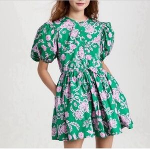 XiRENA Aurie 100% Cotton Puff Sleeve Mini Dress Pockets Size Medium New No Tag